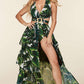 Tropical Leaf Open Front Maxi Dress