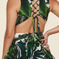 Tropical Leaf Open Front Maxi Dress