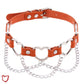 “Chain of Hearts” Faux Leather Heart Chain Choker