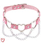“Chain of Hearts” Faux Leather Heart Chain Choker