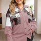 Plaid Snap Down Jacket with Pockets