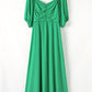 Ruched Front Puff Sleeve Long Dress