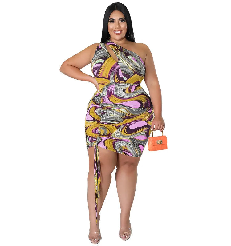 “Club Nights” Single Shoulder Hollow Out Mini Dress
