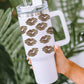 White Valentine Leopard Lips Print Thermos Cup with Straw 40oz