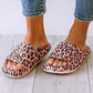 Pink Leopard Print Thick Sole Slip On Slippers
