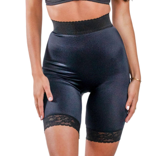 High Waist Light Shaping Bike Short | Satin 4-Way Stretch with Built-In Panty