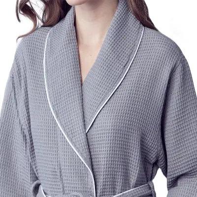 Waffle Piping Bathrobe – Lightweight Spa-Style Comfort