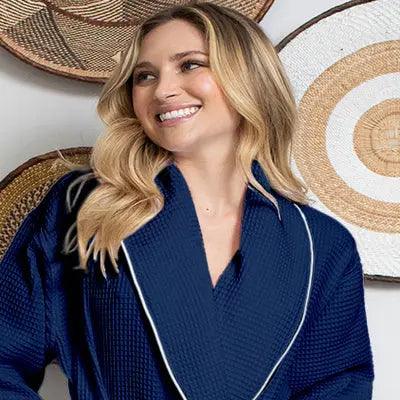 Waffle Piping Bathrobe – Lightweight Spa-Style Comfort