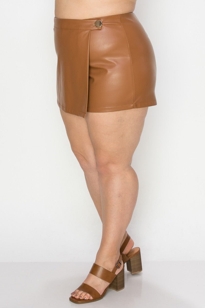 Gia Wrap Mini Skort – Metal Button | Trendy High-Rise