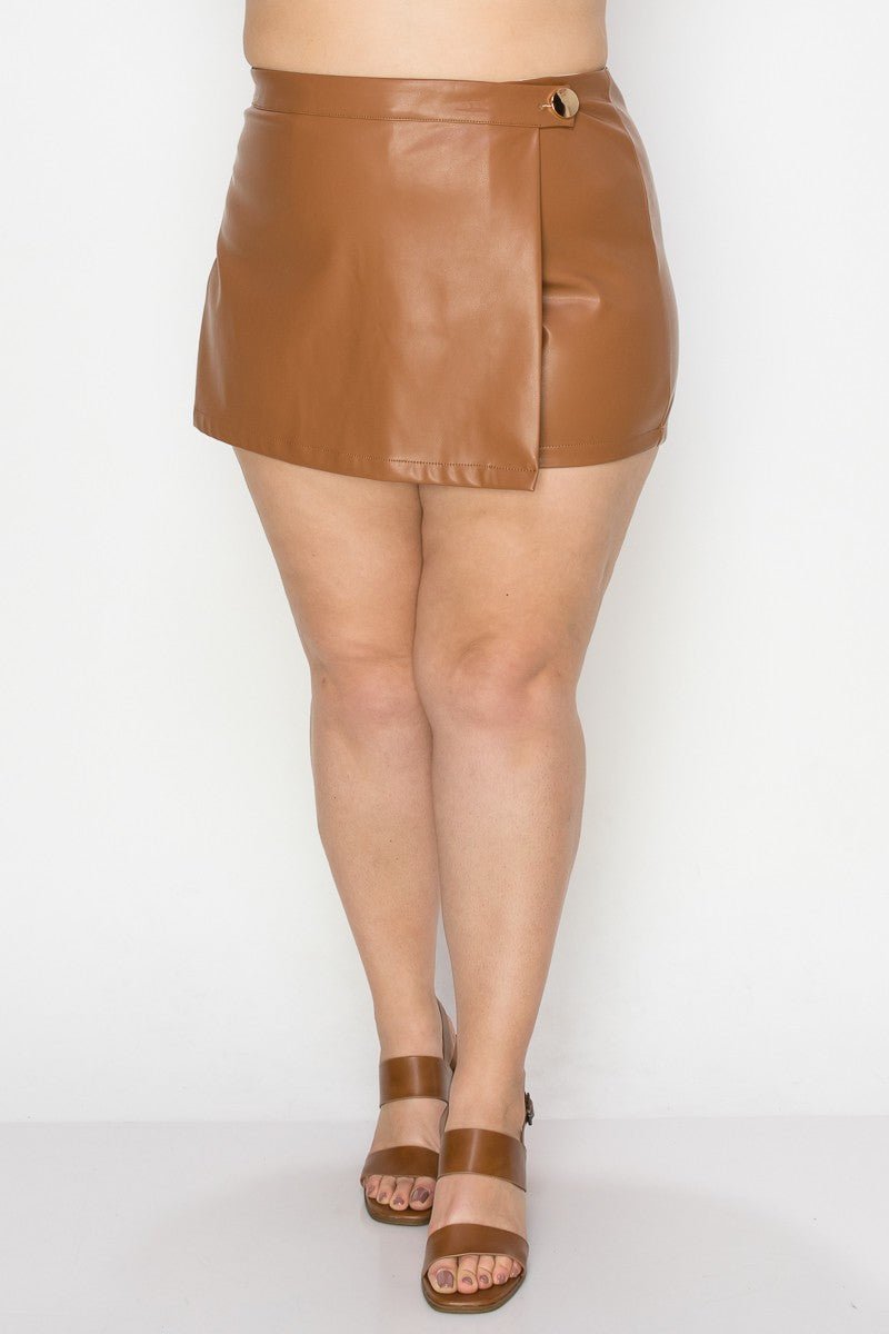 Gia Wrap Mini Skort – Metal Button | Trendy High-Rise