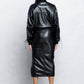 Gianna Lace Up Detail Faux Leather Midi Skirt With Side Slit