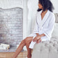 Knee-Length Waffle Kimono Robe