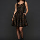 Gothic Brocade Corset Dress | Black & Gold Dark Academia Mini Dress