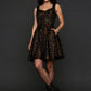 Gothic Brocade Corset Dress | Black & Gold Dark Academia Mini Dress