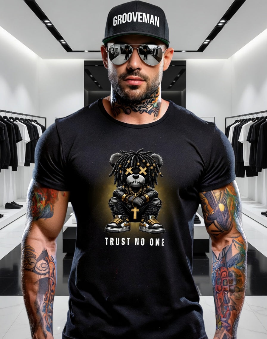 “Trust No One” Black Collection T-Shirt – Luxury Streetwear Graphic Tee (Runs Big)