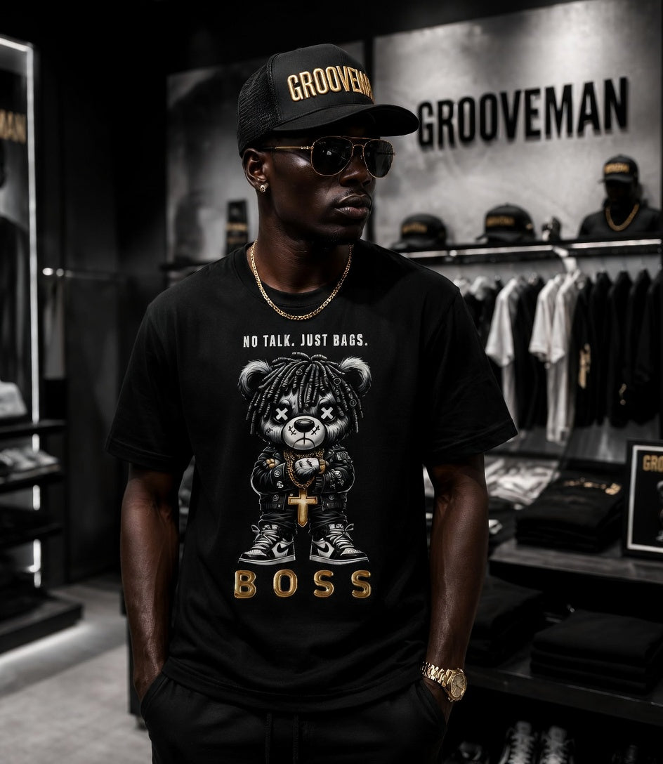 “No Talk Just Bags” Black Collection T-Shirt – Luxury Streetwear Graphic Tee (Runs Big)