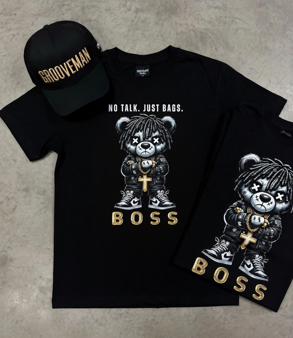 “No Talk Just Bags” Black Collection T-Shirt – Luxury Streetwear Graphic Tee (Runs Big)