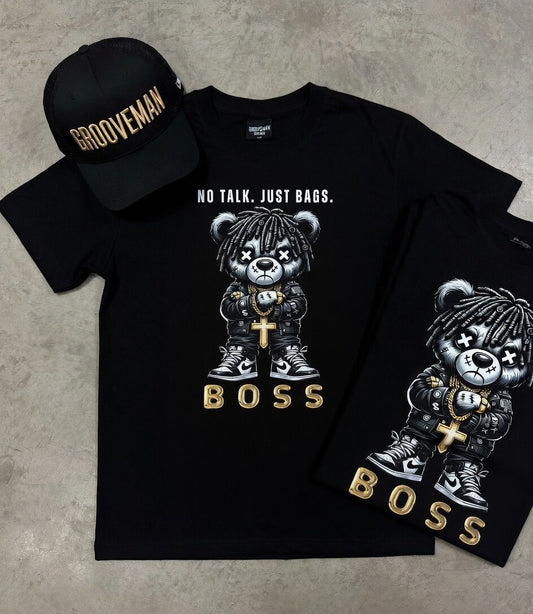 “No Talk Just Bags” Black Collection T-Shirt – Luxury Streetwear Graphic Tee (Runs Big)