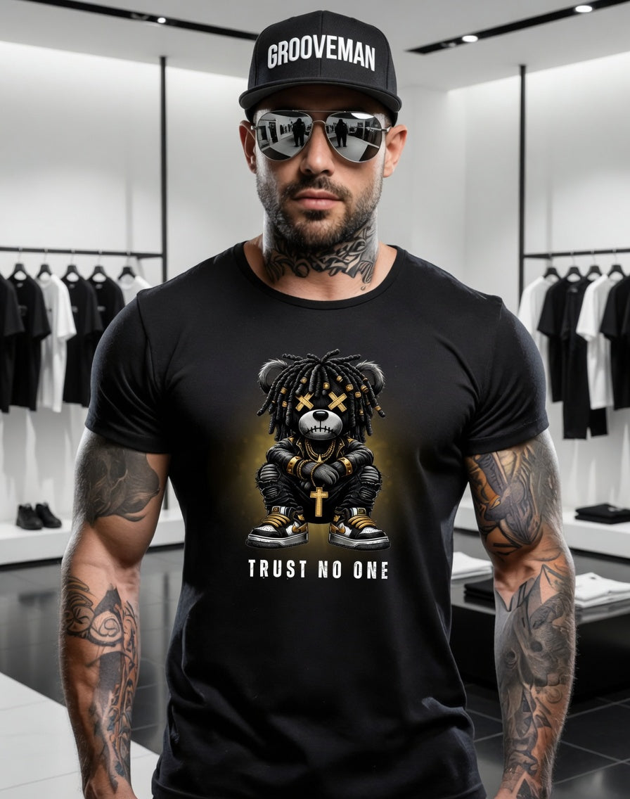 “Trust No One” Black Collection T-Shirt – Luxury Streetwear Graphic Tee (Runs Big)