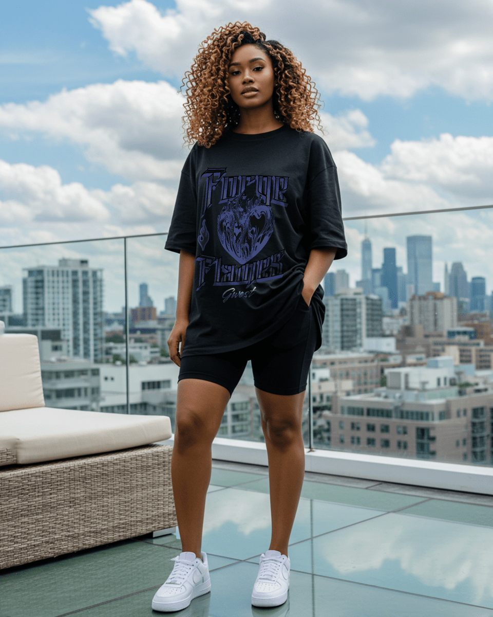 Heart Flames Oversized T-Shirt