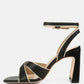 Heeri Metallic Lined Slim Block Heel Sandals
