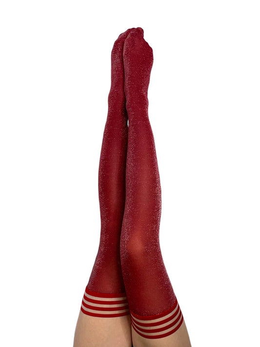 Holly: Shimmer Cranberry Thigh Highs