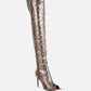 High Drama Snake Print Stiletto Long Boots