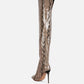 High Drama Snake Print Stiletto Long Boots