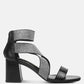 Huskies Metallic Faux Leather Block Heel Sandals