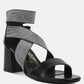 Huskies Metallic Faux Leather Block Heel Sandals