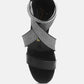 Huskies Metallic Faux Leather Block Heel Sandals