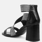 Huskies Metallic Faux Leather Block Heel Sandals