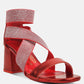 Huskies Metallic Faux Leather Block Heel Sandals