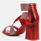 Huskies Metallic Faux Leather Block Heel Sandals