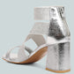 Huskies Metallic Faux Leather Block Heel Sandals