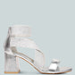 Huskies Metallic Faux Leather Block Heel Sandals