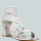 Huskies Metallic Faux Leather Block Heel Sandals