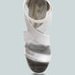 Huskies Metallic Faux Leather Block Heel Sandals