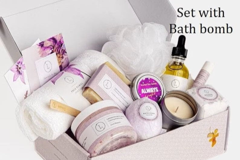 Bath Bomb and Shower Steamer All Natural Lavender Gift Box with - bath & body products