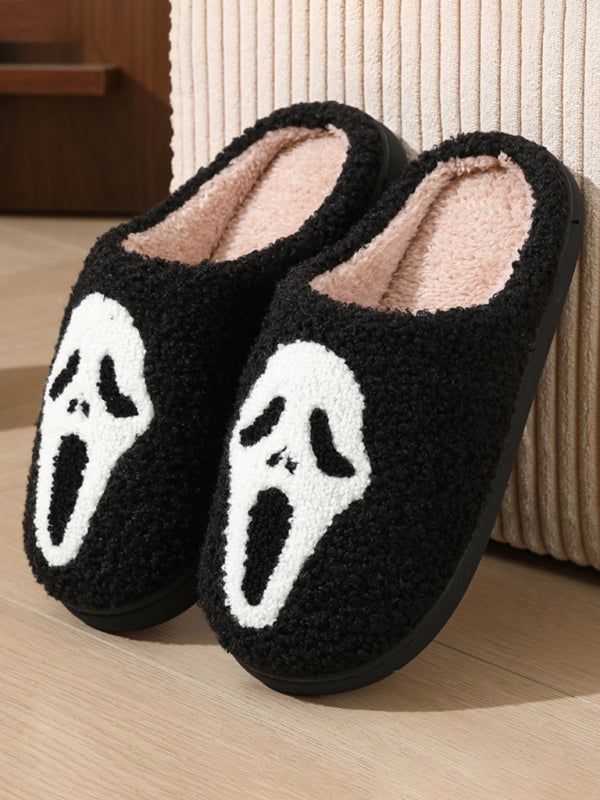 Halloween contrasting skull ghost slippers