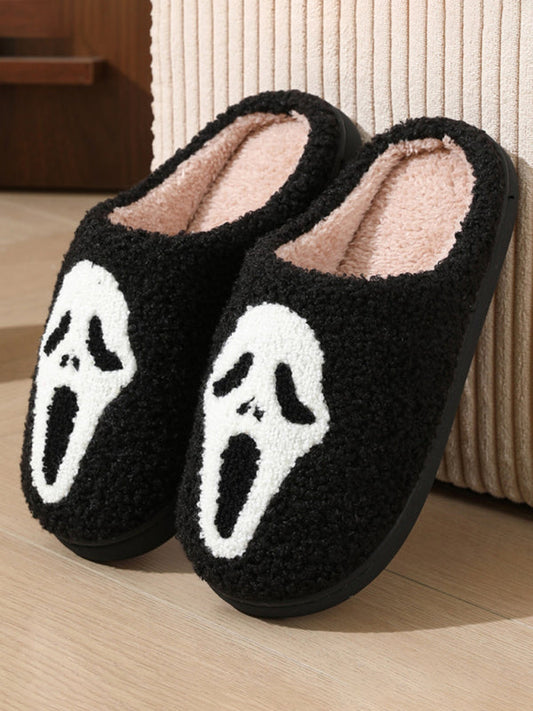 Halloween contrasting skull ghost slippers
