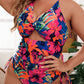 Printed Push-up Hollow One-Piece Swimsuit