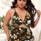Printed Push-up Hollow One-Piece Swimsuit