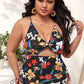 Printed Push-up Hollow One-Piece Swimsuit