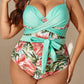 sexy printed hip-covering strappy one-piece swimsuit
