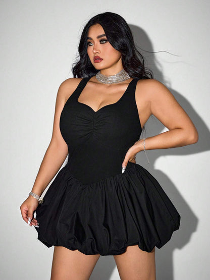 sleeveless dress high waist suspender short dress