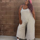 White Black Wide Leg Jumpsuits