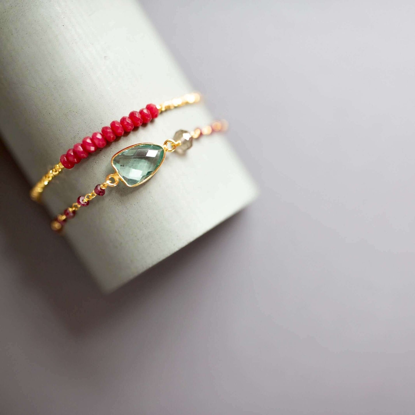 Green Amethyst Adjustable Silver Gemstone Bracelet