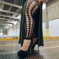 Jo: Footless Black Circle Fishnet Thigh Highs