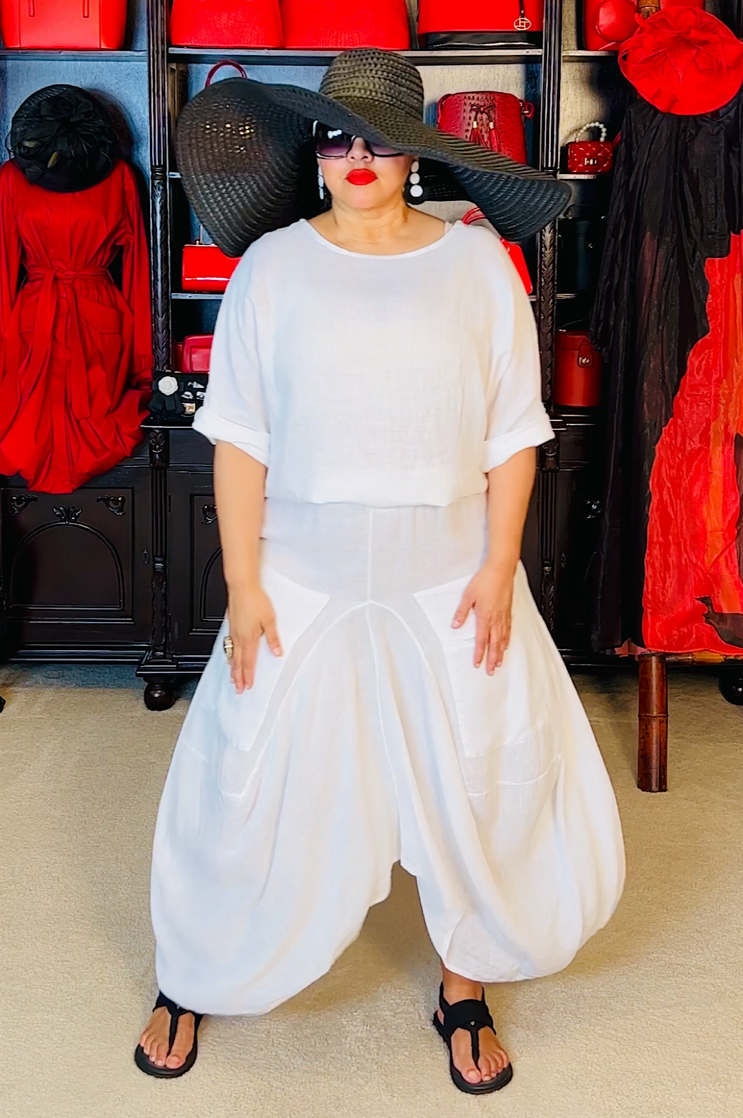 Black Oversized Beach Resort Wide Brim Hat